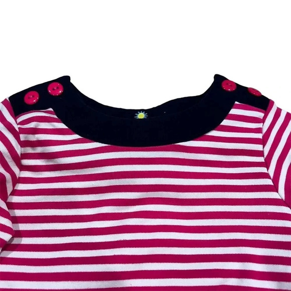 Florence Eiseman Girls 3T Pink Striped Knit Dress w/ Apples Casual - Picture 3 of 6